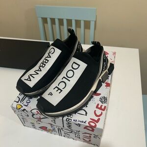 Dolce & Gabbana Mens Black and White Slip-On Sneakers